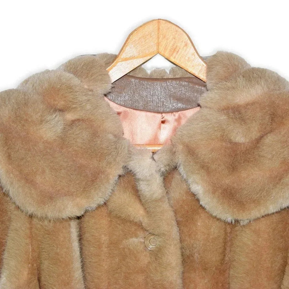 VINTAGE RICE FAUX FUR MAR-DEL WOMENS COAT - Picture 3 of 14